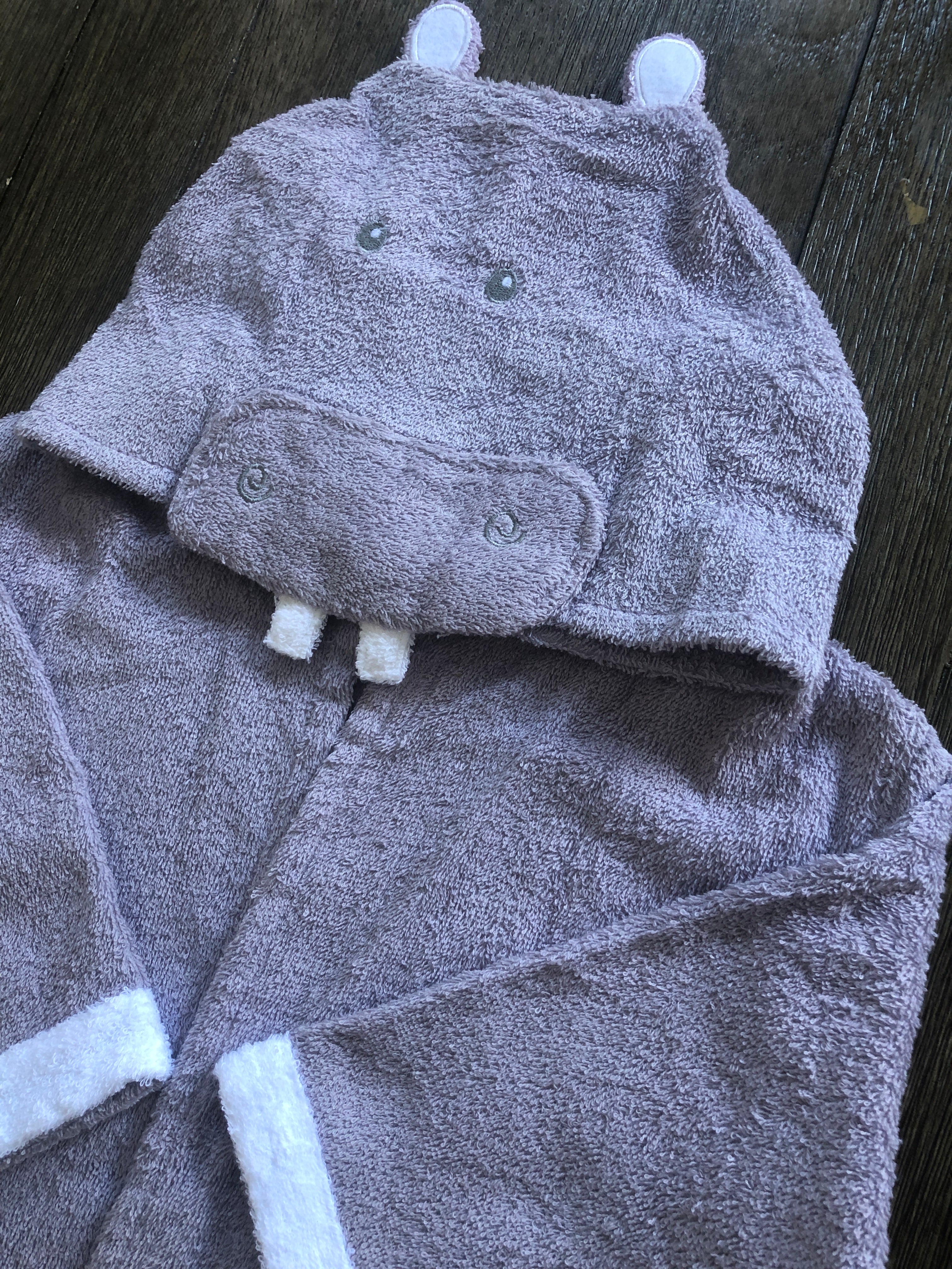 Hooded Bath Robe (Purple Hippo)