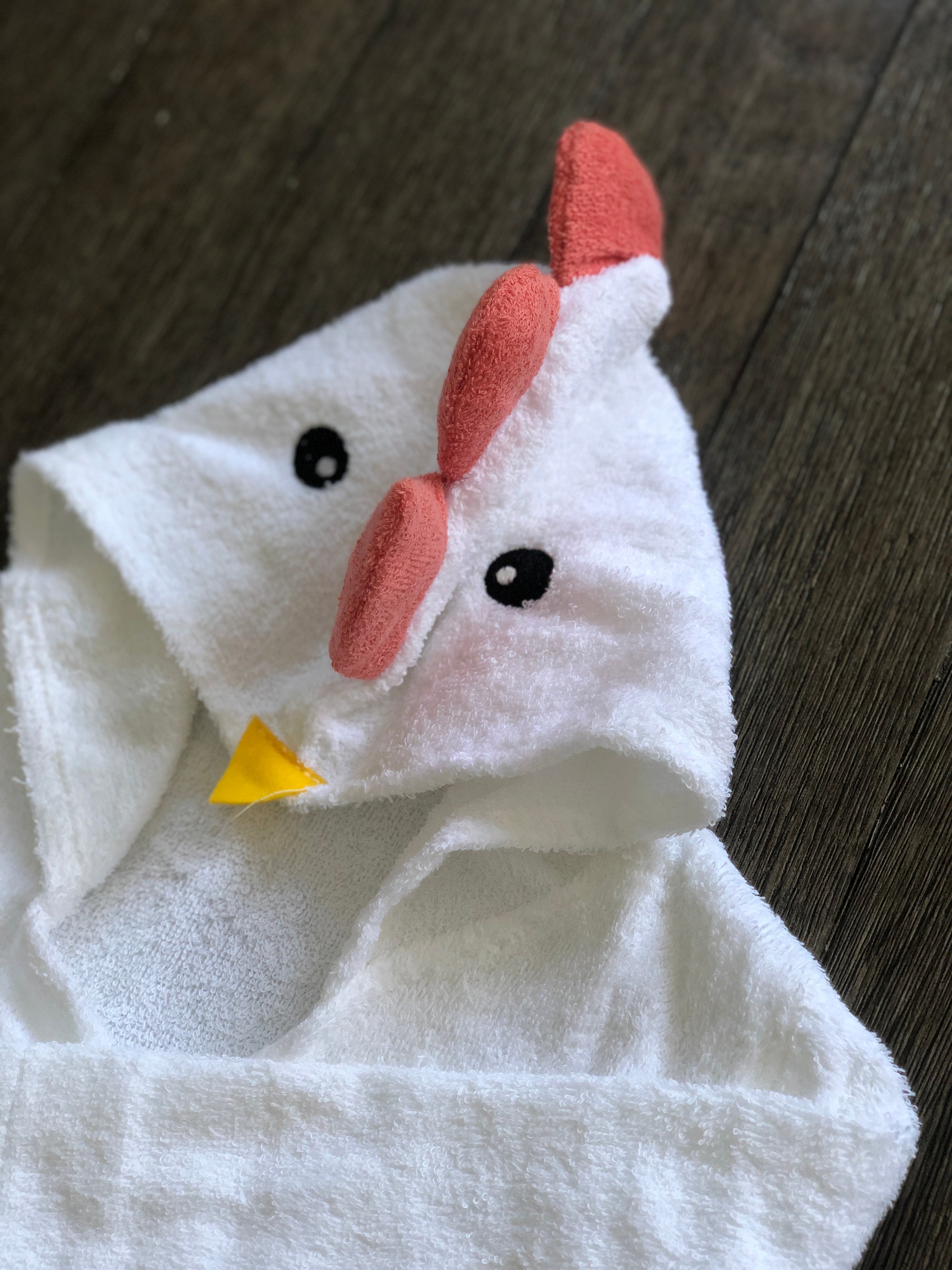Hooded Bath Robe (White Rooster)
